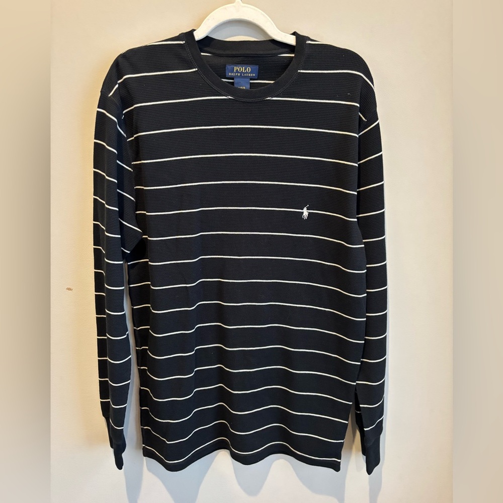 Polo by Ralph Lauren Men's black Striped long sleeve 100% cotton shirt NWT
